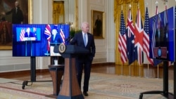 拜登总统与英澳领导人举行安全视频会议。（ 2021年9月15日） 