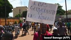 Manifestation organisée par le syndicat UAS pour demander de meilleures mesures de sécurité contre le terrorisme, à Ouagadougou au Burkina Faso le 16 septembre 2019.