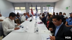 Delegaciones de Costa Rica y Nicaragua discuten cooperación contra el coronavirus, el 21 de marzo de 2020.