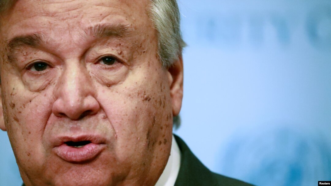 United Nations Secretary General Antonio Guterres makes a statement at UN headquarters in New York City, Sept. 23, 2019. 