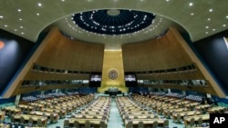 资料照片：联合国大会议事厅。