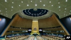 资料照片：联合国大会会议厅。