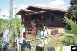 ສະພາບໄພນໍ້າຖ້ວມໃນເຂດນຶ່ງຂອງລາວໃນເດືອນກັນຍາ ປີ 2011 ທີ່ຜ່ານມາ ຍ້ອນຝົນຕົກໜັກ