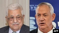 Presiden Palestina Mahmud Abbas (kiri) dan Menhan Israel Benny Gantz. (AFP PHOTO / HO / PPO)