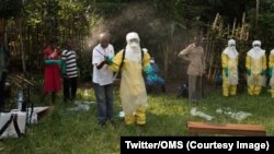 Pour l'Organisation mondiale de la Santé, la dernière épidémie d’Ebola en RDC présente des risques élevés à l’échelle du pays et de la région, 18 août 2016. (Twitter/OMS)