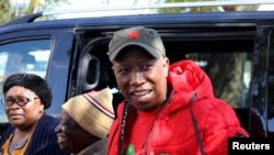 FILE: Julius Malema, leader of South Africa's the opposition Economic Freedom Fighters Party (EFF) party arrives to cast his ballot for the country's parliamentary and provincial elections, in Polokwane, South Africa, May 8, 2019. REUTERS/Marius Bosch