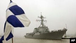FILE - Guided missile destroyer USS Lassen arrives in Shanghai, China, for a scheduled port visit in 2008.