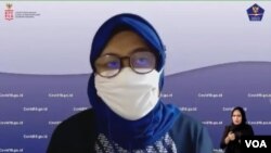 Ketua Subbidang Penanganan Limbah Medis Bidang Penanganan Kesehatan Satgas COVID-19 Dr.dr. Lia G Partakusuma Sp.PK dalam telekonferensi pers di Jakarta, Jumat (19/2). (Fot