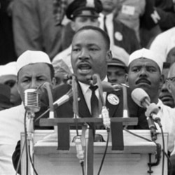 Martin Luther King Jr. gave his "I Have a Dream" speech to hundreds of thousands of marchers gathered at the Lincoln Memorial in 1963