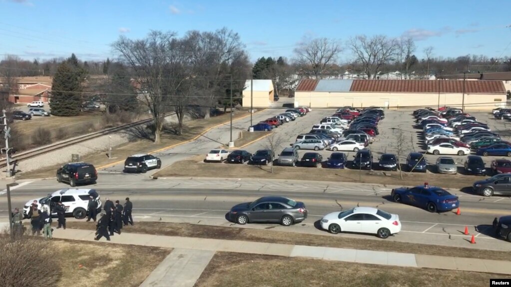 Địa điểm vụ nổ súng trong khuôn viên Đại học Central Michigan ở Mount Pleasant, ngày 2 tháng 3, 2018