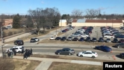 The site of a fatal shooting at Central Michigan University is shown, in Mount Pleasant, Michigan, March 2, 2018.