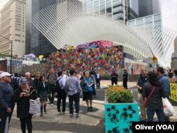 Suasana menjelang peringatan 17 tahun tragedi 11 September di Ground Zero, New York, 11 Sptember 2018. (Foto: VOA/Oliver)