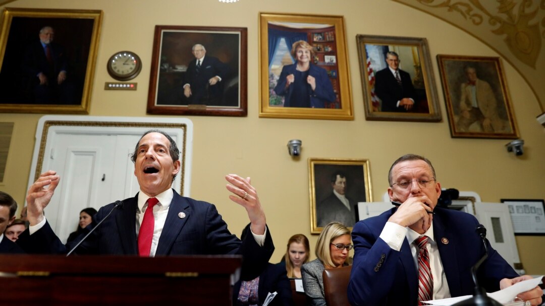 House Judiciary Committee ranking member Rep. Doug Collins (R-GA) listens as Rep. Jamie Raskin (D-MD) speaks during a House Rules Committee hearing on the impeachment against U.S. President Donald Trump, on Capitol Hill in Washington, U.S.