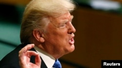 El presidente Trump se dirige a la Asamblea General de Naciones Unidas, el martes.