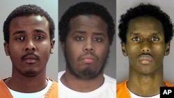 Combo photo of Somali-Americans: (L to R) Abdirahman Daud, Mohamed Farah and Guled Omar, who are accused of allegedly planning to join Islamic State in Syria.