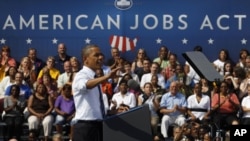President Obama stumps for the American Jobs Act in Columbus, Ohio, Sept. 2011 (file photo).