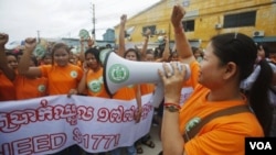The unions want a raise for workers to $177 per month, to keep up with the higher costs of living in Cambodia.