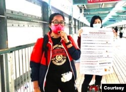 Sringatin, aktivis buruh migran di Hong Kong, mengapresiasi keputusan MK tapi menilai masih banyak yang harus dibuat dalam aturan lebih rinci demi melindungi buruh migran Indonesia di luar negeri. (Foto: Dok Pribadi)