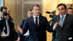 Emmanuel Macron arrivant au mini-sommet de l'UE à Bruxelles, Belgique, le 24 juin 2018. 