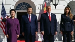 唐纳德·特朗普总统与第一夫人梅拉尼娅·特朗普在白宫接待来访的中国国家主席习近平及夫人彭丽媛。(2026年9月24日)