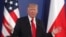 U.S. President Donald Trump gestures while answering a question during a joint news conference with Poland's President Andrzej Duda, in Warsaw, Poland, July 6, 2017. 