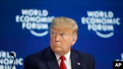 Presiden AS Donald Trump di Forum Ekonomi Dunia di Davos, Swiss, Selasa, 21 Januari 2020.