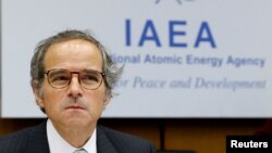 라파엘 그로시 국제원자력기구(IAEA) 사무총장이 지난달 6일 오스트리아 빈에서 이사회를 주재하고 있다. (자료사진)