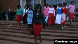 Some of Gumbura's wives outside the magistrates courts in Harare.