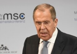 Sergey Lavrov, foreign minister of Russia, speaks at the 56th Munich Security Conference in Munich, Feb.15, 2020.