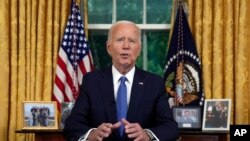 El presidente de EEUU, Joe Biden, habla a la nación desde la Casa Blanca el 24 de julio de 2024. Se trata del primer mensaje a la nación desde su anuncio de abandonar la carrera presidencial para noviembre venidero.