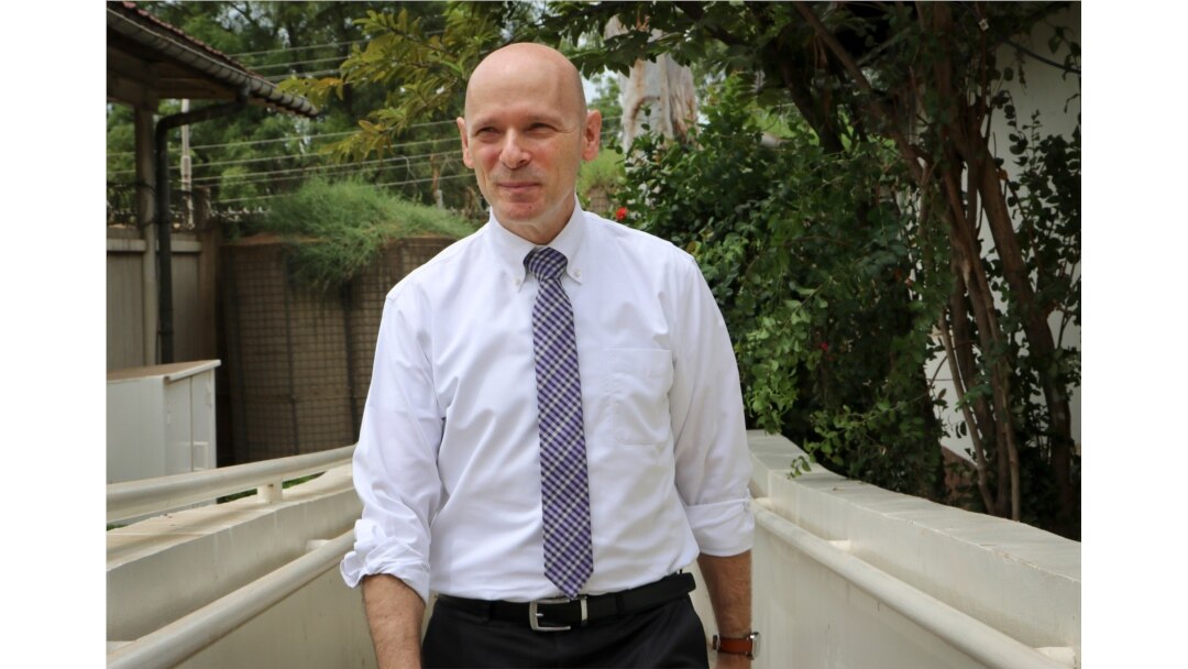 FILE - The U.S. Ambassador to South Sudan Thomas Hushek speaks to The Associated Press at the embassy in Juba, South Sudan, June 25, 2018.
