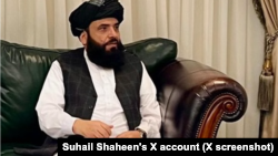 Taliban’s ambassador to Qatar, Suhail Shaheen, is seen in this undated screenshot taken from his X account.