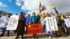 蒙古人在首都乌兰巴托集会抗议中国当局在内蒙古实行双语教学政策（2020年9月15日）