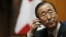 UN Secretary-General Ban Ki-moon listens to a speech in the Swiss National Council during his visit in the Autumn Parliament Session in Bern, September 11, 2012.