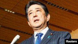 Shinzo Abe, Premier ministre japonais, lors d'une conférence de presse à Kyodo, le 5 décembre 2016.
