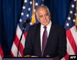 FILE - Former U.S. Ambassador to Afghanistan Zalmay Khalilzad, now the special representative for Afghanistan reconciliation, speaks in Washington, D.C., April 27, 2016.