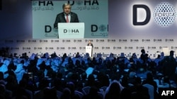 U.N. Secretary-General Antonio Guterres delivers an address during the opening session of the Doha Forum in the Qatari capital on December 10, 2023.