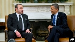 Le roi Mohammed VI (à g.) et le président Barack Obama dans le bureau oval de la Maison-Blanche 