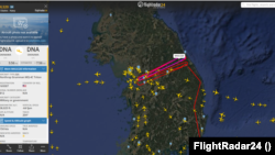 미 해군의 고고도 무인 정찰기 MQ-4C ‘트라이튼’이 17일 한국에서 정찰 활동을 벌였다. 자료=FlightRadar24