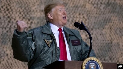 Tổng thống Trump phát biểu hôm 26/12 nhân chuyến thăm bất ngờ binh sĩ Mỹ ở Iraq.