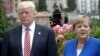 FILE - U.S. President Donald Trump and German Chancellor Angela Merkel are pictured at the G-7 meeting in Taormina, Italy, May 26, 2017. 