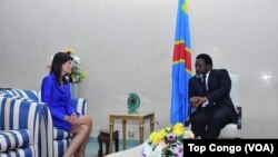 Balozi Nikki Haley (L) na Rais Joseph Kabila wa DRC. Oktoba 2017