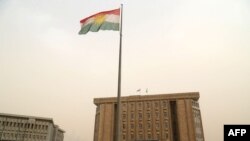 FILE - The parliament building of Iraq's Kurdistan Region is seen in Irbil, northern Iraq, Oct. 29, 2017.