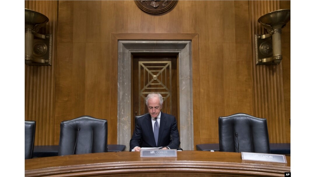 FILE - Republican Sen. Bob Corker, chairman of the Senate Foreign Relations Committee, arrives to lead a hearing on Capitol Hill in Washington, Feb. 9, 2017.