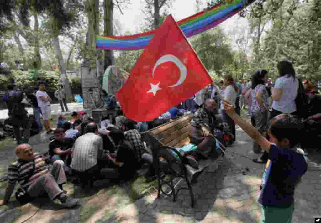 Turkish protesters in Kugulu Park in Ankara, Turkey June 12, 2013