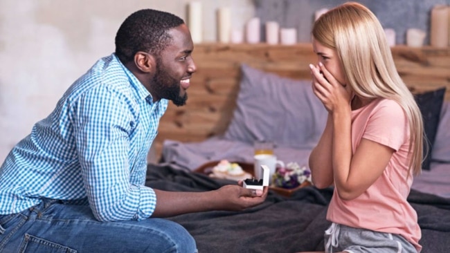 A couple gets engaged in an ad for State Farm insurance company. (Courtesy State Farm)