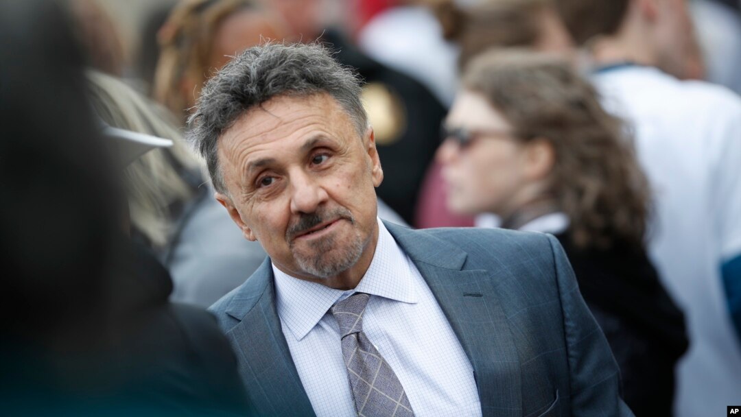 Frank DeAngelis, who was the principal of Columbine High School during the shootings, arrives for the Vote For Our Lives movement to register voters, April 19, 2018, at Clement Park in Littleton, Colo.