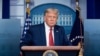 President Donald Trump listens to a question during a news conference in the James Brady Press Briefing Room at the White House, Monday, Aug. 10, 2020, in Washington. Trump briefly left because of a security incident outside the fence of the White…