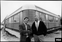 Founders Chef Ype Von Hengst (right and Robert Giaimo during construction of the first Silver Diner in 1989. (Courtesy of Silver Diner)