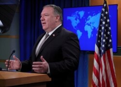 U.S. Secretary of State Pompeo holds press briefing at the State Department in Washington